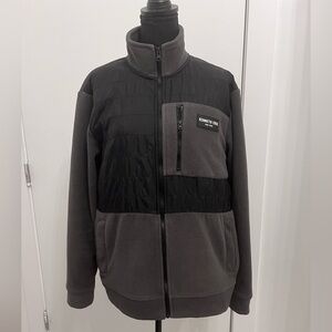 Kenneth Cole Black & Gray Quilted Chest Fleece Jacket